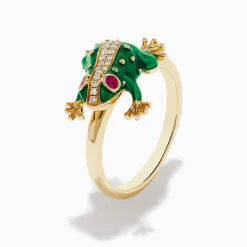 Effy Jewelry Safari 14K Yellow Gold Ruby and Diamond Frog Ring | Rings