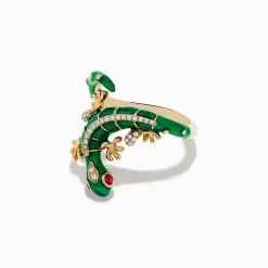 Effy Jewelry Safari 14K Yellow Gold Ruby and Diamond Lizard Ring | Rings