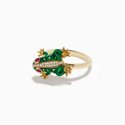 Effy Jewelry Safari 14K Yellow Gold Ruby and Diamond Frog Ring | Rings