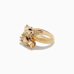 Effy Jewelry Safari 14K Yellow Gold Ruby and Diamond Dragon Bypass Ring | Rings
