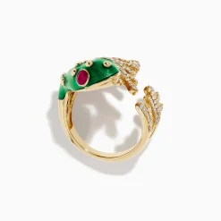 Effy Jewelry Safari 14K Yellow Gold Ruby and Diamond Frog Ring | Rings