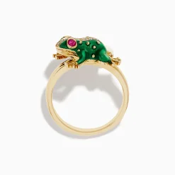 Effy Jewelry Safari 14K Yellow Gold Ruby and Diamond Frog Ring | Rings