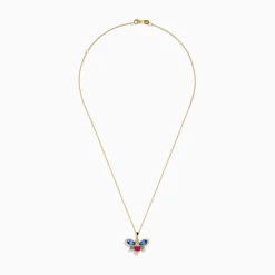 Effy Jewelry Safari 14K Yellow Gold Sapphire, Emerald, Ruby and Diamond Dragon Fly Pendant | Necklaces & Pendants