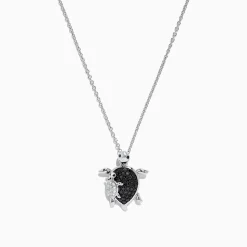 Effy Jewelry Safari Sterling Silver Black and White Diamond Turtle Pendant, 0.32 TCW | Necklaces & Pendants