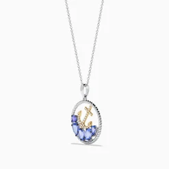 Effy Jewelry Seaside 925 Sterling Silver u0026 14K Gold Tanzanite u0026 Diamond Anchor Pendant | Necklaces & Pendants