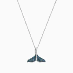 BH Multi Seaside 14K Gold Blue and White Diamond Whale's Tail Pendant, 0.28 TCW | Necklaces & Pendants
