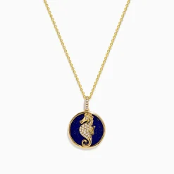 Effy Jewelry Seaside 14K Gold Lapis and Diamond Seahorse Pendant | Necklaces & Pendants