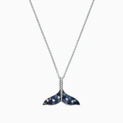 Effy Jewelry Seaside 14K Gold Sapphire u0026 Diamond Whale's Tail Pendant, 0.79 TCW | Necklaces & Pendants