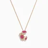 Effy Jewelry Seaside 14K Rose Gold Pink Sapphire and Diamond Crab Pendant | Necklaces & Pendants