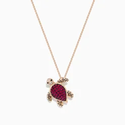 BH Multi Seaside 14K Rose Gold Ruby and Diamond Turtle Pendant | Necklaces & Pendants