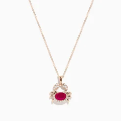 BH Multi Seaside 14K Rose Gold Ruby and Diamond Crab Pendant | Necklaces & Pendants