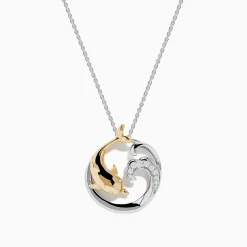Effy Jewelry Seaside 14K Two-Tone Gold Diamond Dolphin Pendant | Necklaces & Pendants