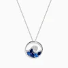 Effy Jewelry Seaside 14K White Gold Blue Sapphire and Diamond Wave Pendant | Necklaces & Pendants