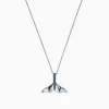 Effy Jewelry Seaside 14K White Gold Blue Diamond Whale's Tail Pendant, 0.05 TCW | Necklaces & Pendants