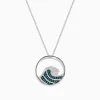 Effy Jewelry Seaside 14K White Gold Blue and White Diamond Wave Pendant | Necklaces & Pendants