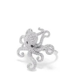 Effy Jewelry Seaside 14K White Gold Diamond Octopus Ring, 1.33 TCW | Rings