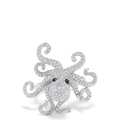 Effy Jewelry Seaside 14K White Gold Diamond Octopus Ring, 1.33 TCW | Rings