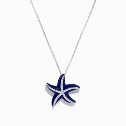 Effy Jewelry Seaside 14K White Gold Lapis and Diamond Starfish Pendant | Necklaces & Pendants