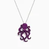 Effy Jewelry Seaside 14K White Gold Pink Sapphire and Diamond Octopus Pendant | Necklaces & Pendants