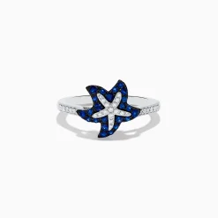 Effy Jewelry Seaside 14K White Gold Sapphire u0026 Diamond Starfish Ring, 0.46 TCW | Rings