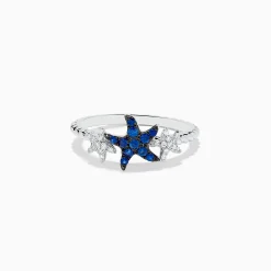 BH Multi Seaside 14K White Gold Sapphire and Diamond Starfish Ring | Rings