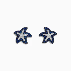 Effy Jewelry Seaside 14K White Gold Sapphire u0026 Diamond Starfish Studs, 0.82 TCW | Earrings
