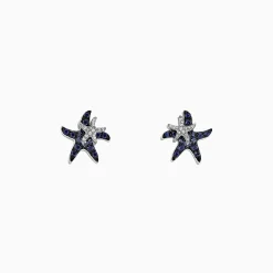 Effy Jewelry Seaside 14K White Gold Sapphire u0026 Diamond Starfish Stud Earrings, 0.71 TCW | Earrings