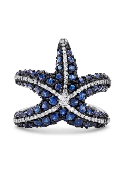 Effy Jewelry Seaside 14K White Gold Sapphire u0026 Diamond Starfish Ring | Rings