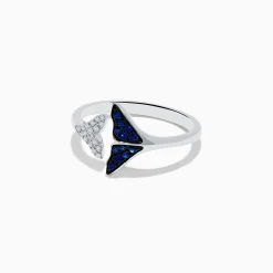 Effy Jewelry Seaside 14K White Gold Sapphire and Diamond Whale Tails Ring, 0.18 TCW | Rings