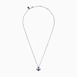 Effy Jewelry Seaside 14K White Gold Sapphire and Diamond Anchor Pendant, 0.29 TCW | Necklaces & Pendants