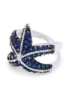 Effy Jewelry Seaside 14K White Gold Sapphire u0026 Diamond Starfish Ring | Rings