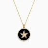 Effy Jewelry Seaside 14K Yellow Gold Black Agate and Diamond Starfish Pendant | Necklaces & Pendants