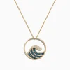 Effy Jewelry Seaside 14K Yellow Gold Blue u0026 White Diamond Wave Pendant, 0.53 TCW | Necklaces & Pendants