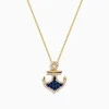 Effy Jewelry Seaside 14K Yellow Gold Blue Sapphire and Diamond Anchor Pendant | Necklaces & Pendants