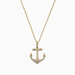 Effy Jewelry Seaside 14K Yellow Gold Diamond Anchor Pendant, 0.21 TCW | Necklaces & Pendants