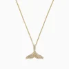 Effy Jewelry Seaside 14K Yellow Gold Diamond Whale's Tail Pendant, 0.28 TCW | Necklaces & Pendants