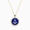 Effy Jewelry Seaside 14K Yellow Gold Lapis and Diamond Anchor Pendant | Necklaces & Pendants