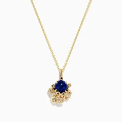 Effy Jewelry Seaside 14K Yellow Gold Lapis Lazuli Octopus Pendant | Necklaces & Pendants
