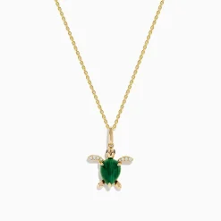 Effy Jewelry Seaside 14K Yellow Gold Malachite and Diamond Turtle Pendant | Necklaces & Pendants