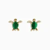Effy Jewelry Seaside 14K Yellow Gold Malachite and Diamond Turtle Ring | Earrings