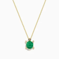 Effy Jewelry Seaside 14K Yellow Gold Malachite and Diamond Turtle Pendant | Necklaces & Pendants