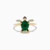 Effy Jewelry Seaside 14K Yellow Gold Malachite and Diamond Turtle Ring | Rings