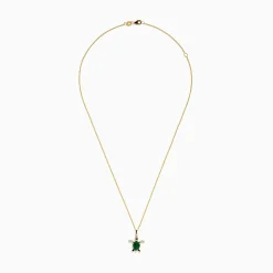 Effy Jewelry Seaside 14K Yellow Gold Malachite and Diamond Turtle Pendant | Necklaces & Pendants