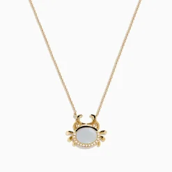 Effy Jewelry Seaside 14K Yellow Gold Mother Of Pearl and Diamond Crab Necklace | Necklaces & Pendants