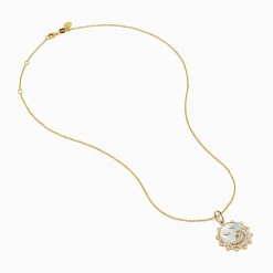Effy Jewelry Seaside 14K Yellow Gold Mother Of Pearl and Diamond Bird and Sea Pendant | Necklaces & Pendants