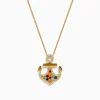 Effy Jewelry Seaside 14K Yellow Gold Multi Sapphire and Diamond Anchor Pendant | Necklaces & Pendants