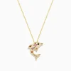 Effy Jewelry Seaside 14K Yellow Gold Multi Sapphire and Diamond Dolphin Pendant | Necklaces & Pendants