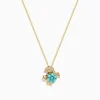 Effy Jewelry Seaside 14K Yellow Gold Turquoise and Diamond Crab Pendant | Necklaces & Pendants