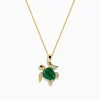 Effy Jewelry Seaside 14K Yellow Gold White and Black Diamond Enamel Turtle Pendant | Necklaces & Pendants