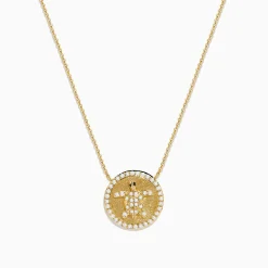 Effy Jewelry Seaside 14K Yellow Gold White and Black Diamond Turtle Necklace | Necklaces & Pendants